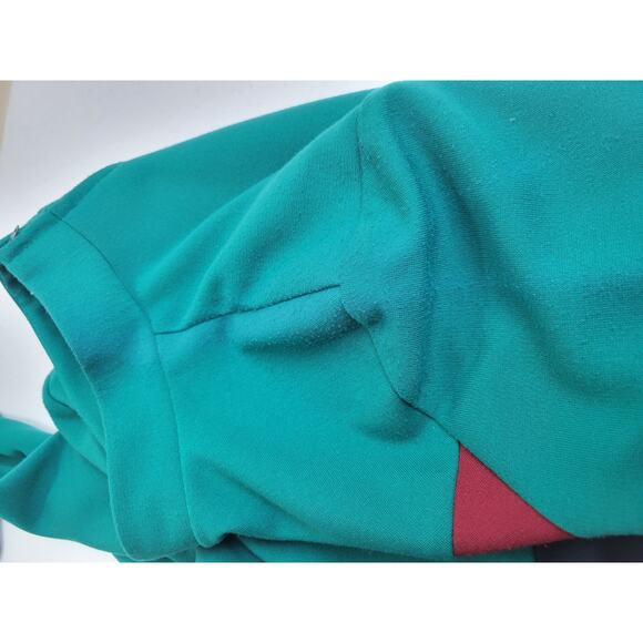 VTG EJM Colorblock Turtleneck Heavy Long Sleeve Sheath Dress 14 Green Flaws - Picture 4 of 16